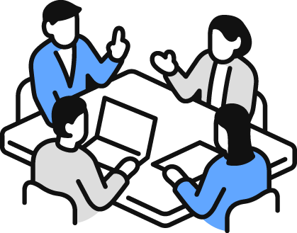 情報交換している人達のイラスト